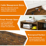 IBUYKE 59" Floating TV Stand Wall Mounted with Power Outlet,Wood Wall Mounted Media Console Shelf,Floating Entertainment Center for Under TV Storage for Living Room Bedroom Office,Rustic Brown WST007H IBUYKE