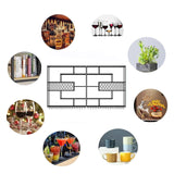 HFTUW 118 Inch Iron Wall Mounted Wine Rack & Bar Shelf for Liquor Bottles, Industrial Wall Bar Shelf with LED Lights, Large Capacity Metal Hanging Goblet Rack for Kitchen, Dining Room, Black HFTUW