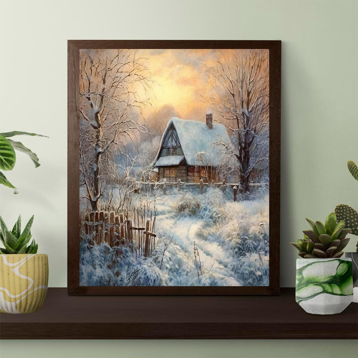OKSGYTA Paint by Numbers for Adults Winter Village Scene Painting by Number for Adults DIY Digital Painting for Beginners Wall Decor Drawing Art Decor, 40x50cm No Frame OKSGYTA