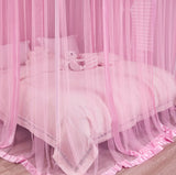 Mengersi 4 Corners Post Canopy Bed Curtains for Girls Full Size - Royal Luxurious Cozy Drape Canopy Bed Frames Netting for Kids Adults- Cute Princess Bedroom Decoration (Pink) Mengersi