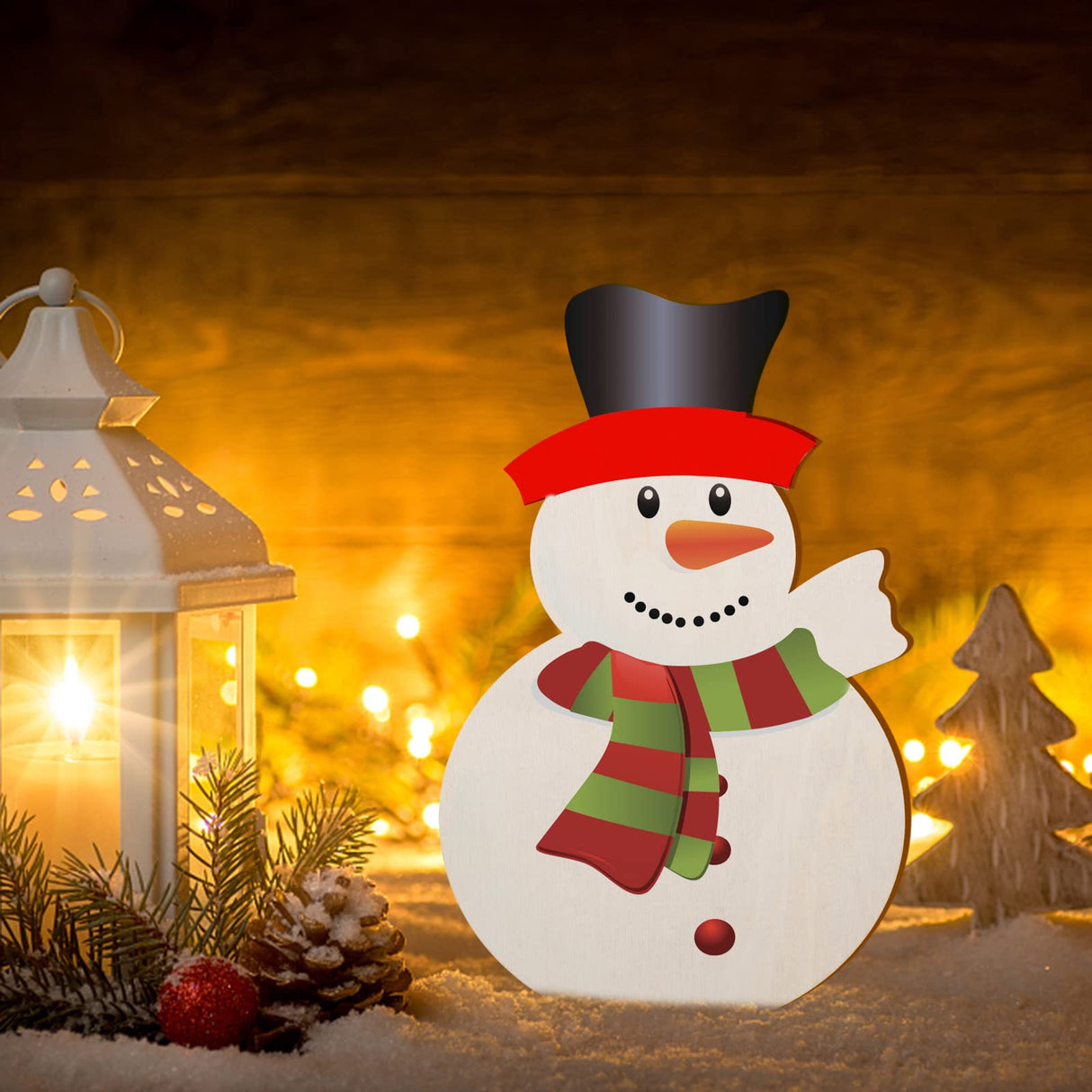 8 Pcs Large Christmas Wooden Snowman Cutouts Unfinished Wood Snowman Hanging Decoration Blank Wooden Snowman Shape Slices Ornaments for DIY Crafts Christmas Winter Xmas Party Door Hanger Home Decor AWIZOM