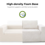 LIKIMIO 71" Loveseat Sofa in a Box - Plush Corduroy Deep Seat Couch, No Assembly Required, Space-Saving Design for Compact Living Room, Apartment, Home Office, Beige LIKIMIO