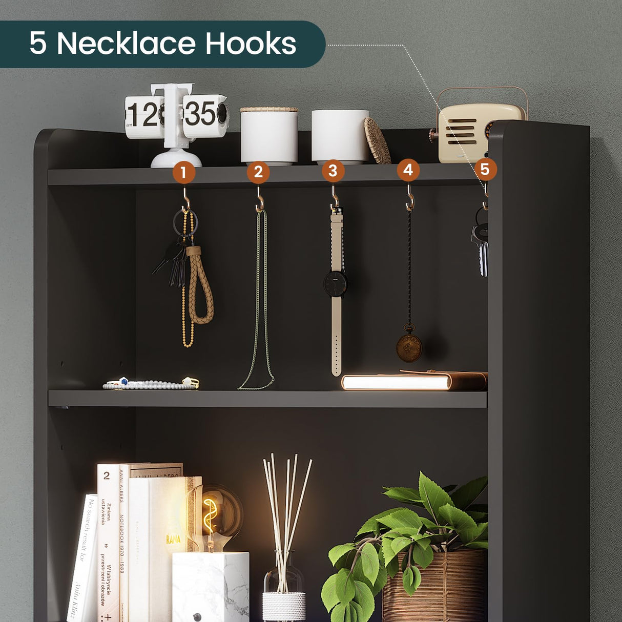 AOGLLATI Tall Night Stand Set of 2 with Charging Station and LED Lights, Black Nightstand with 3 Drawers and Adjustable Shelves, Modern Bedside Table with Bookshelf for Bedroom AOGLLATI