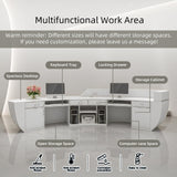 odrma Receptionist Desk, Circumferential Arc Design Reception Desk with Counter Ships in One Piece, No Assembly Required, for Salon Reception Room Office Checkout Counter Customized Logo odrma