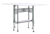 Sew Ready Hobby and Cutting Table - 58.75" W x 36.5" D White Arts and Crafts Table with 2 Mesh Storage Drawers, Silver/White Sew Ready