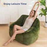 MAXYOYO Bean Bag Chair, Comfy Bean Bag Sofa with Back Support, Faux Fur Bean Bag Chair for Adults and Kids, Stuffed Floor Sofa for Living Room, Bedroom, Apartment, Green MAXYOYO
