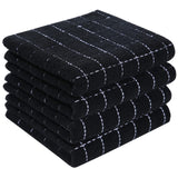 Homaxy 100% Cotton Terry Kitchen Towels(Black, 13 x 28 inches), Checkered Designed, Soft and Super Absorbent Dish Towels, 4 Pack Homaxy