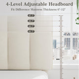 VECELO Twin Bed Frame with Upholstered Headboard, Heavy-Duty Platform Bedframe with Strong Wooden Slats Support, No Boxing Spring Needed, Pale Beige VECELO