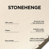 Stonehenge 100% Cotton Medium Weight Pad, Warm White, 5 x 7 inches, 250gsm, 15 Sheets for Dry Media Stonehenge