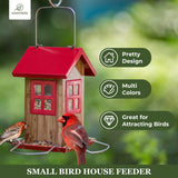 Kingsyard Cute Bird House Feeders for Outside, Hanging Metal Bird Feeder with 4 Ports, Outdoor Garden Yard Decorations for Cardinals Finches Chickadees Goldfinches & Sparrows Birds Watching Kingsyard