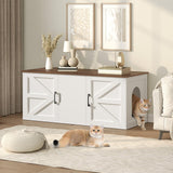 MAHANCRIS Cat Litter Box Enclosure for 2 Cats, 47.2" Hidden Cat Litter Box Furniture with Double Rooms, Wooden Litter Box Furniture, Indoor Cats House, Cat Washroom Furniture, White CWZW2201 MAHANCRIS