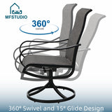 MFSTUDIO 7 Pieces Patio Dining Sets,Outdoor Furniture Set Including 1x 64 Rectangle Wood-like Table Table and 6 Padded Sling Swivel Chairs Metal Dining Set for Backyard,Garden,Deck MFSTUDIO