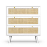 Anmytek Dresser for Bedroom with 3 Drawers, Modern Wood 3 Drawer Dresser, White Chest of Drawer with Spacious Storage Rattan Dresser for Bedroom Living Room H0072 Anmytek