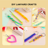 PP OPOUNT Solid/Laser/Glitter Plastic Lanyard String Kit, 15 Rolls Boondoggle String with 60 Keychain Accessories and Instructions, Gimp String for DIY Bracelets, Lanyard (886 Feet) PP OPOUNT