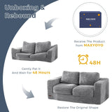 MAXYOYO Giant Bean Bag Chair for Adults, Upholstered Loveseat Floor Sofa with Pillows and Armrests, Large Bean Bag Sofa Plush Chair Bean Bag Couch for Bedroom Living Room, Grey MAXYOYO
