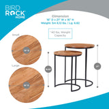 BIRDROCK HOME Wooden Nesting Side Tables - Mid Century Modern Stackable Coffee Table - Space-Saving Wooden End Table for Living Room, Bedroom, Centerpiece, Office, Balcony - Natural Mango Wood - 2 Set BIRDROCK HOME