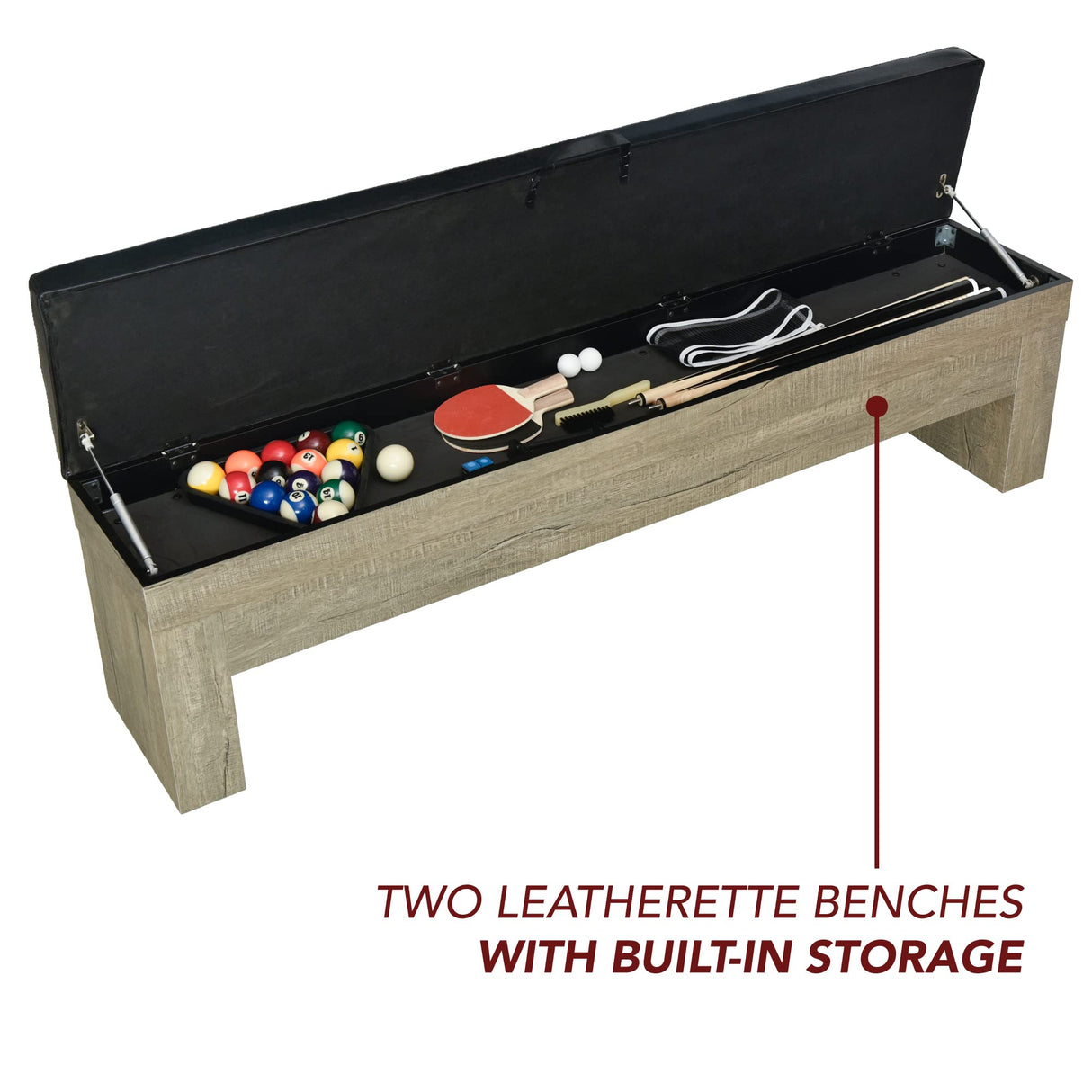 Hathaway Newport 7-ft Pool Table Combo Set with Benches - Rustic Grey with Blue Felt Hathaway