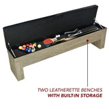 Hathaway Newport 7-ft Pool Table Combo Set with Benches - Rustic Grey with Blue Felt Hathaway