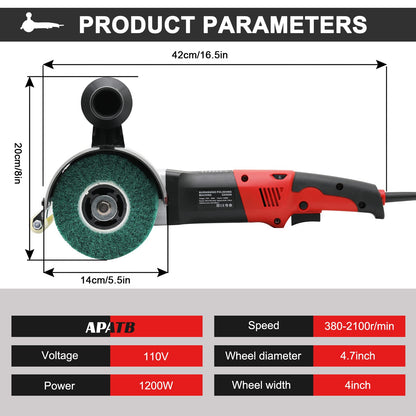 Burnishing Polishing Machine, 1200W 110V Polisher Sander Burnishing Polishing Tools Set with 4PCS Non-woven Burnishing Wheels (80# 120# 240# 320#) for Polishing Metal Stripping Paint and Sand - WoodArtSupply