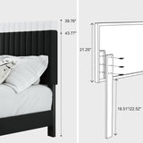 AILUNWALL Full Size Bed Frame, Velvet Upholstered Platform Bed with Adjustable Tufted Headboard, Sturdy Frame and Slats, Noiseless, No Box Spring Required, Easy to Assemble, Black AILUNWALL