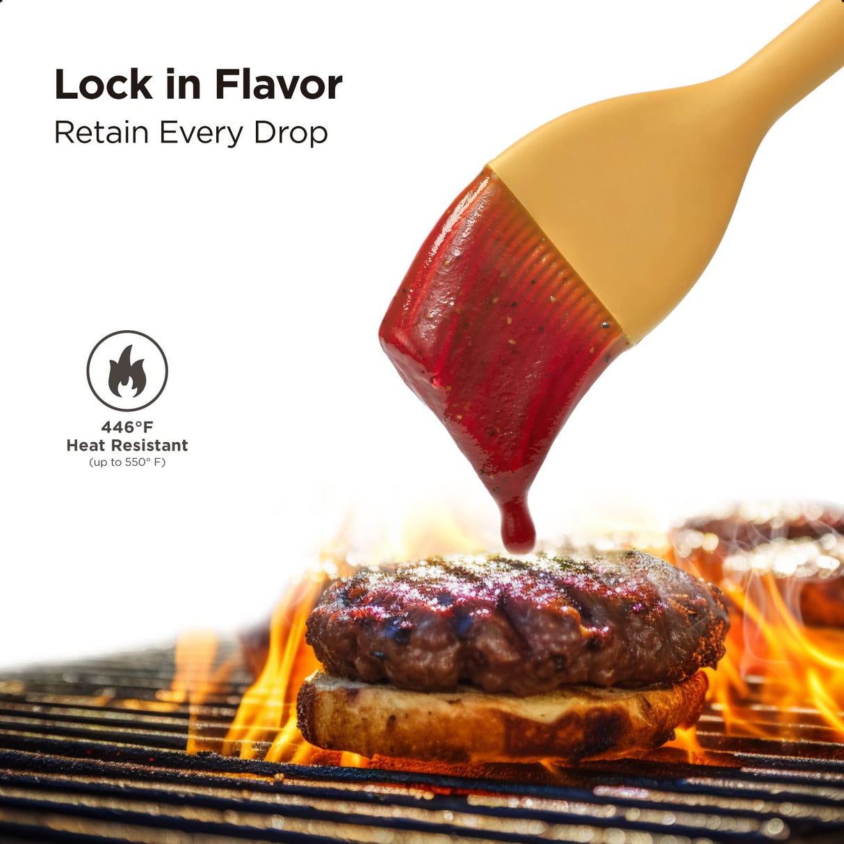 Kitchen Mama WaltzGrip Platinum Silicone Basting Pastry Brush: Set of 2 Heat-Resistant Brushes for Cooking, Baking, Grilling, and Spreading Oil or Butter - Dishwasher-Safe (Yellow) Kitchen Mama