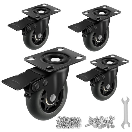 Apllamo 3" Casters Set of 4 ，4 Heavy Duty Quiet Casters, Max Load 2000LBS. Suitable to do Soft Wheels for cart, Glide Quietly and Protect The Floor, casters Set of 4 Heavy Duty. Apllamo