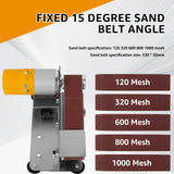 Mini Belt Sander, 15° Electric Spindle Knife Sharpener Bench Grinder Sanding Machine, 7 Adjustable Speed Electric Belt Grinder, Polishing Grinding Machine for Metal Jewelry Abizarch