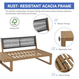 Soleil Jardin 4 Piece Acacia Wood Patio Furniture L-Shaped Outdoor Sectional Sofa Set with Coffee Table, FSC Certified Conversation Set with Built-in Side Table and Grey Cushions for Garden Soleil Jardin