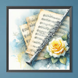Flute Sheet Music 5D DIY Diamond Art Painting Kits Round Full Drill Diamond Art Paintings Handmade Art Craft for Home Wall Decor 15.75X15.75 in Generic