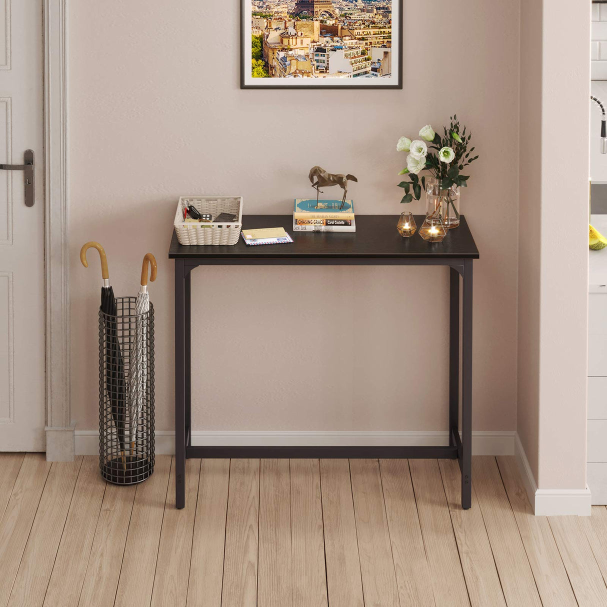 ODK 55 Inch Bar Table, Bar Height Pub Table, Counter Height Bar Table, Rectangular High Top Kitchen & Dining Counter Tables with Sturdy Legs & Easy-to-Clean Top, Indoor use, Black ODK