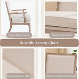 chairus Farmhouse Linen Accent Chair for Living Room, Upholstered Reading Chair with Solid Wood Frame Lounge Arm Chair with High Back for Bedroom, Reception Room, Waiting Room, Beige chairus