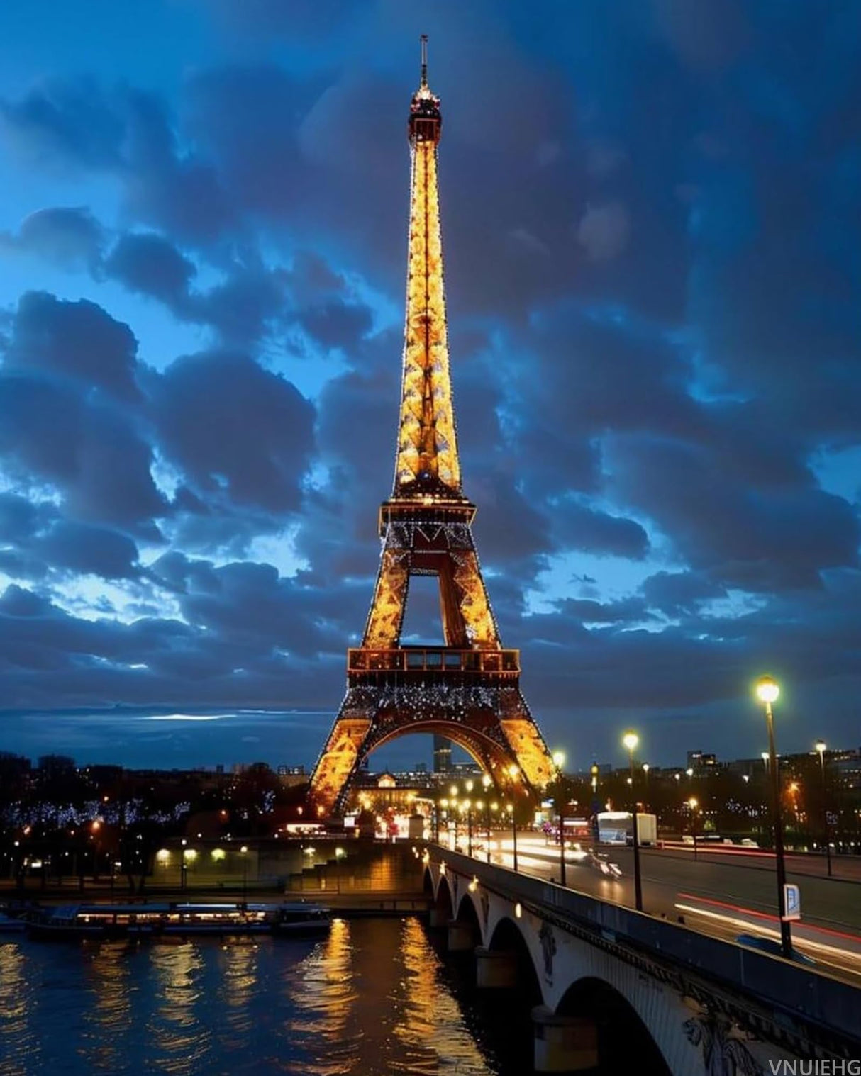 VNUIEHG Eiffel Tower Paris Night Digital Oil Painting Paint by Numbers Kit for Adults for Beginners Wall Decor Gifts 16x20 Inch VNUIEHG