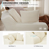 67 Inch Chaise Lounge Chair Indoor, Oversized Corduroy Upholstered Boneless Sofa Bed, Deep Seat Sleeper Couch Reading Chairs, Cloud Sofas Couches for Living Room, No Assembly Required (Beige) HANXIN