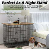 Hoyula Dog Crate Topper Wood 36 Inch Dog Crate Topper Crate Table Topper Collapsible Dog Kennel Topper for Decorative Dog Crate, Suitable for 36 Inch Wire Dog Crate (Furniture Style, Brown) Hoyula