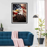 SKRYUIE 5D Eagle Diamond Painting Kits - DIY Diamond Art Kits for Adults American Flag, Full Round Drill - Crystal Cross Stitch - Adults Craft for Wall & Office Decor - 12x16 inch SKRYUIE