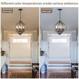 Eayaya Farmhouse Chandeliers for Dining Room, 6-Light Rustic Dining Room Light Fixture Over Table, Wood Black Hanging Pendant Lights Kitchen Island, Boho Chandelier for Bedrooms Entryway Living Room Eayaya