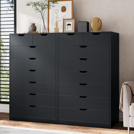 HAUOMS Tall 8 Drawer Black Dresser, Modern Chest of Drawers for Bedroom,Closet Dressers with Drawers for Living Room, Entryway, Hallway HAUOMS