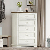 REDAYFUR Chest of Drawers, Double Anti-tip, 5 Drawers Dresser, Dresser Organizer for Bedroom, Living Room, Hallway, White REDAYFUR