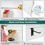 Alffun Slatwall Panels 6" H x 16" L, 3 Pack Garage Slat Wall Paneling, Heavy Duty Garage Wall Organizer with 4 Pack Slatwall Board End Caps, PVC White Alffun