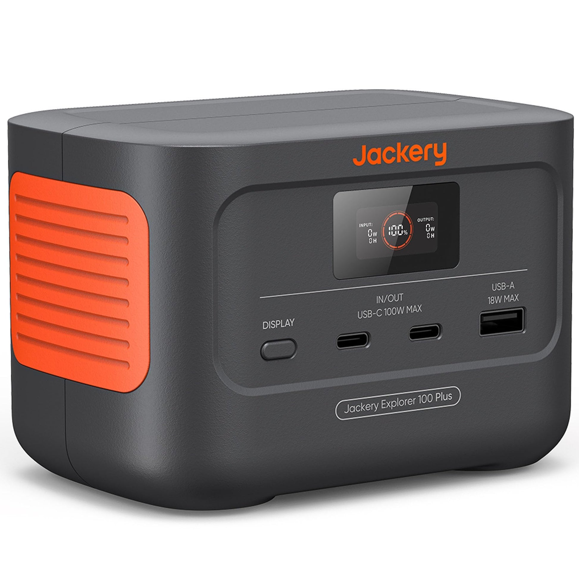 Jackery Explorer 100 Plus Power Station, 99Wh LiFePO4 Battery Power Bank, 3-Port 128W Portable Charger, PD 3.0 Fast Charge, Compatible with MacBook Pro/Air, iPhone 15/14 Series (Solar Panel O - WoodArtSupply