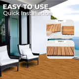 Pack of 10 Deck Tiles - 12"x12" Interlocking Natural Solid Acacia Wood for Outdoor & Indoor, Patio Garden, Balcony, Poolside - Teak Color AN68