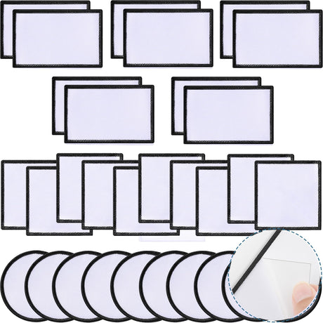 30 PCs Self Adhesive Sublimation Patches - Iron on Blank Patches to Custom Heat-transferable Tags for Moiblephone Cosmetic Bags Hats Backpacks (Black Border / 30PCs) Gadjica