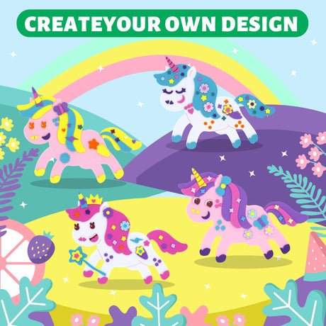 VKPI 4 Pieces EVA Foam Art Crafts Gift Kit, Make Create Your Own Unicorns, Cartoon Foam Paper Craft Projects for Kids Ages 4+ Toddler, Preschool Learning Toy for Birthday Party Favor Supplies VKPI