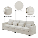 Harper & Bright Designs 104" 4-Seater Modern Linen Fabric Sofa with Armrest Pockets and 4 Pillows,Minimalist Style Couch for Living Room, Apartment, Office,3 Colors Harper & Bright Designs