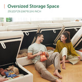 HONBAY Modular Sectional Couch with Storage Corduroy Sectional Sofa with Chaise U Shaped Sectional Couches for Living Room,Beige HONBAY