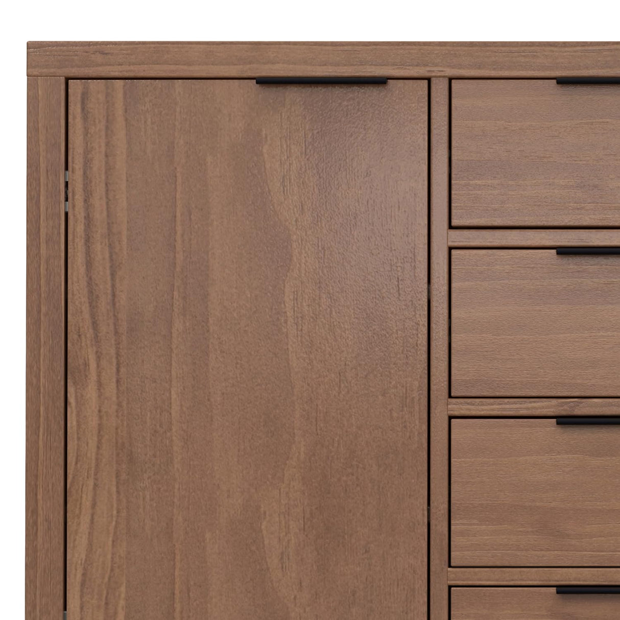 SIMPLIHOME Hollander Buffet - 54 inch Wide Solid Wood 3-Door Sideboard Buffet in Medium Saddle Brown, Contemporary Storage Cabinet for Dining Room or Kitchen with Adjustable Shelves and Metal Handles SIMPLIHOME