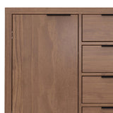 SIMPLIHOME Hollander Buffet - 54 inch Wide Solid Wood 3-Door Sideboard Buffet in Medium Saddle Brown, Contemporary Storage Cabinet for Dining Room or Kitchen with Adjustable Shelves and Metal Handles SIMPLIHOME