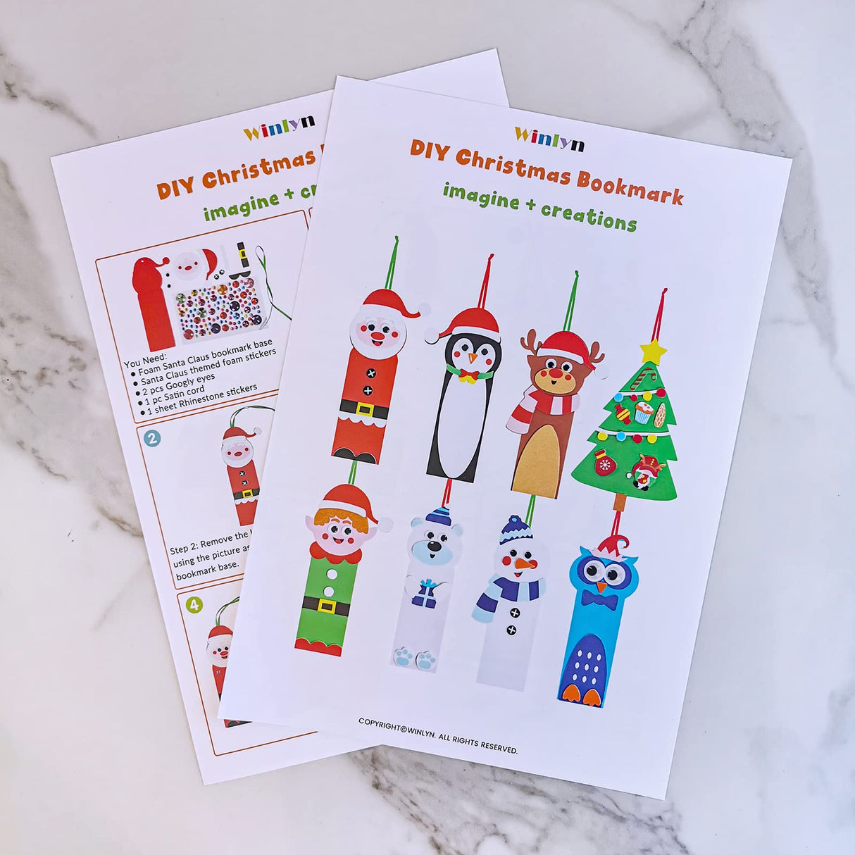 Winlyn 24 Sets Christmas Craft Kits Winter Crafts DIY Christmas Ornaments Art Sets Snowman Reindeer Pine Tree Owl Penguin Christmas Foam Stickers Arts and Crafts for Kids Holiday Classroom Activities Winlyn