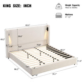 Christopher Knight Home Hazel 49.20" H King Headboard Bed, Upholstered King Size Bed, Slats Panel Support Platform, No Spring Box Needed, Wingback Headboard with Reading Lamps and USB, Beige Christopher Knight Home