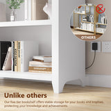 SKKTKT Arch Bookcase - 5 Tiers Bookshelf with 3 Colors LED Sensor Lights and Thickened Wooden Design Display Shelf for Lego Books Bathroom Living Room - Ideal Gift (White) SKKTKT